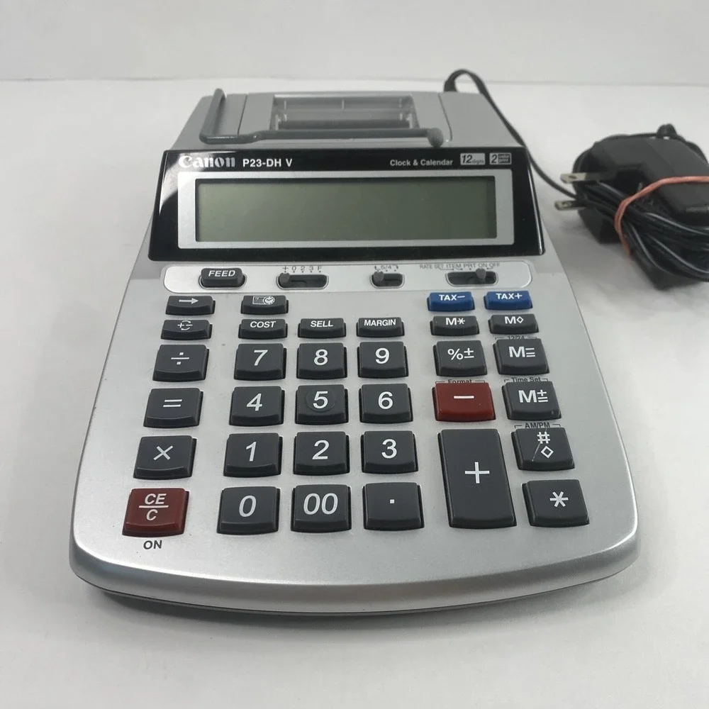 Canon Desktop Printing Calculator P23-DH V Clock&Calendar 12 Digits MINT/TESTED!